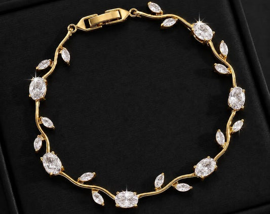 Green Emerald Gold Vine Bracelet