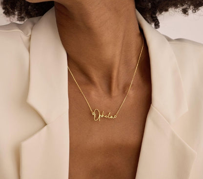 Custom Name Necklace, 18K Gold Plated Name Necklace, Personalized Name Necklace, Cursive Name Jewelry, Birthday Gift, Christmas Gift for Her