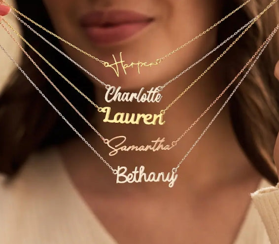 Custom Name Necklace, 18K Gold Plated Name Necklace, Personalized Name Necklace, Cursive Name Jewelry, Birthday Gift, Christmas Gift for Her