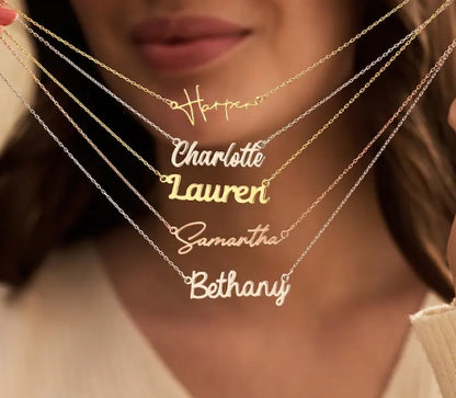 Custom Name Necklace, 18K Gold Plated Name Necklace, Personalized Name Necklace, Cursive Name Jewelry, Birthday Gift, Christmas Gift for Her