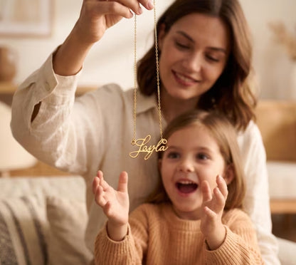 Custom Name Necklace, 18K Gold Plated Name Necklace, Personalized Name Necklace, Cursive Name Jewelry, Birthday Gift, Christmas Gift for Her