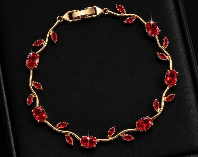 Green Emerald Gold Vine Bracelet