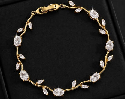 Green Emerald Gold Vine Bracelet